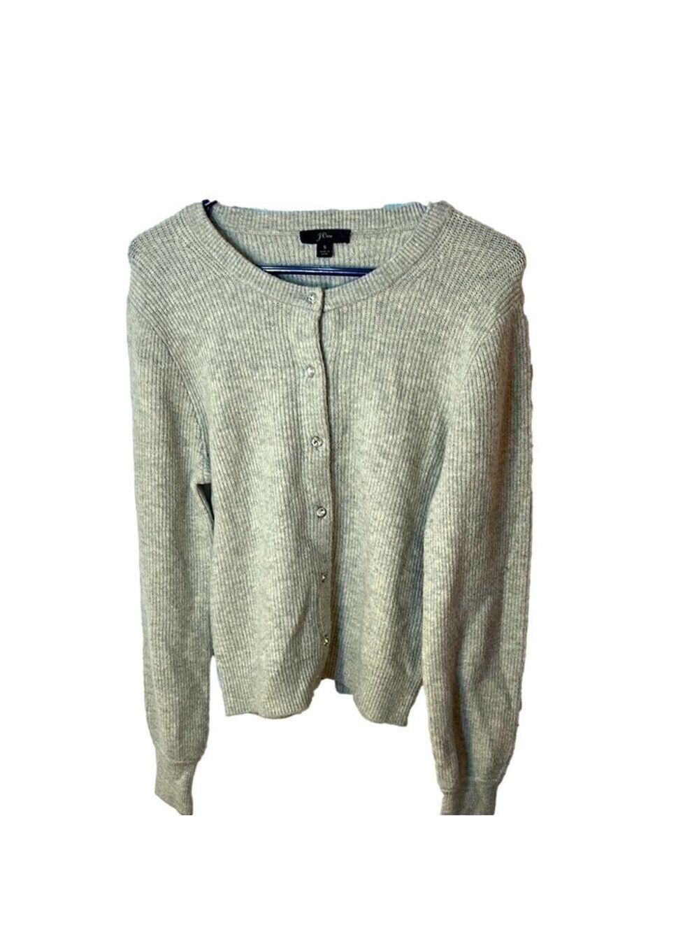 J.Crew alpaca and wool blend buttoned cardigan with rhinestone buttons small - Picture 2 of 6